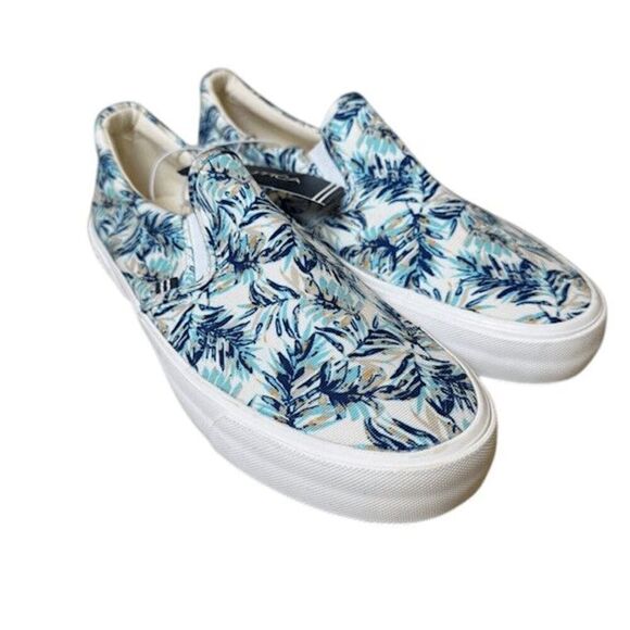 NWT Nautica Candler Canvas Slip On Shoes in Navy Palm Print Men's Size 9 - Picture 1 of 10
